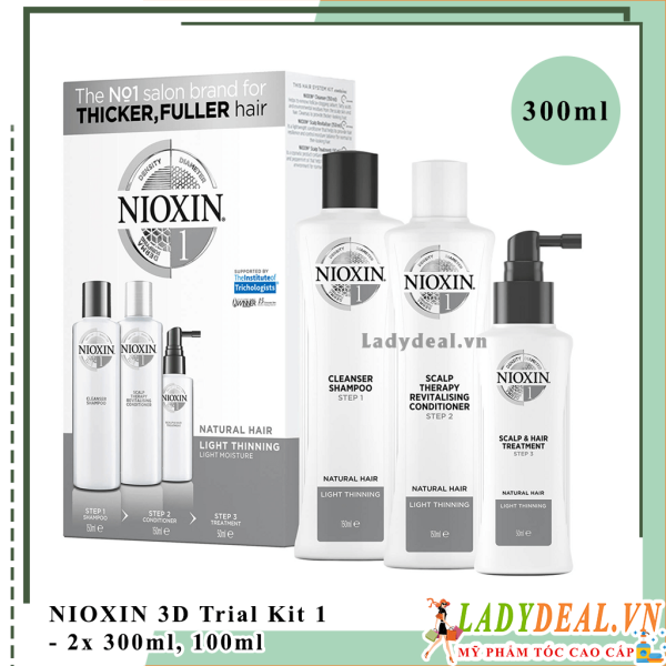 Bộ Dầu Gội Nioxin 3D Trialkit Số 1 Chống Rụng Tóc 300ml