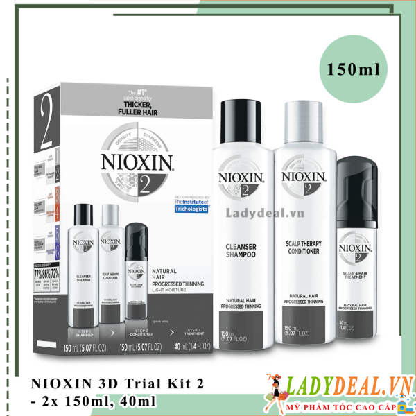 Bộ Dầu Gội Nioxin 3D Trialkit Số 2 Chống Rụng Tóc 150ml - 300ml