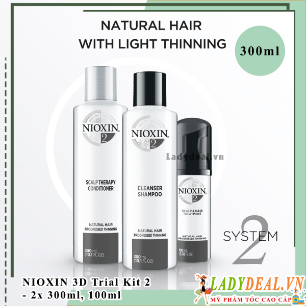 Bộ Dầu Gội Nioxin 3D Trialkit Số 2 Chống Rụng Tóc 300ml