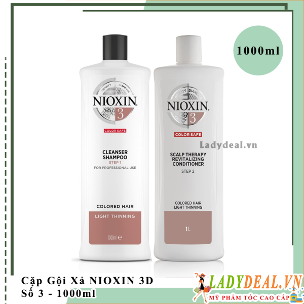 Cặp Gội Xả Chống Rụng Kích Thích Mọc Tóc Nioxin Số 3 - 1000ml