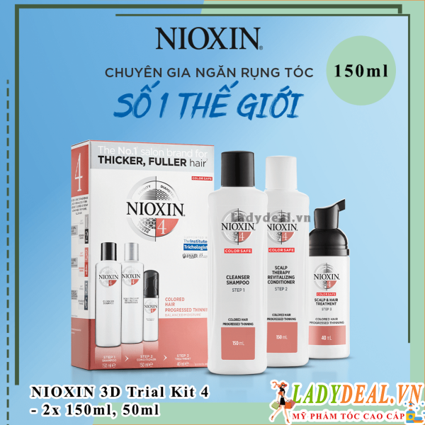 Bộ Dầu Gội Nioxin 3D Trialkit Số 4 Chống Rụng Tóc 150ml - 300ml