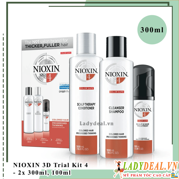 Bộ Dầu Gội Nioxin 3D Trialkit Số 4 Chống Rụng Tóc 300ml