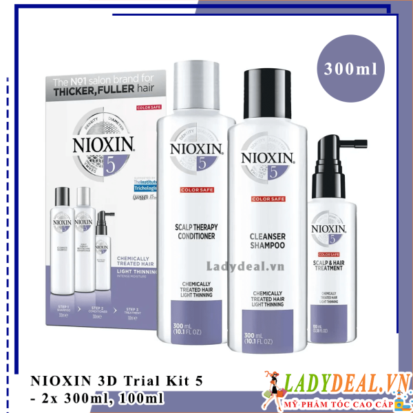 Bộ Dầu Gội Nioxin 3D Trialkit Số 5 Chống Rụng Tóc 300ml