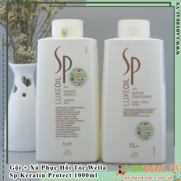 Cặp Dầu Gội Xả Phục Hồi Tóc Hư Tổn Wella Sp Keratin  Protect 1000ml