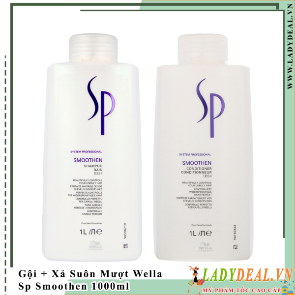 Cặp Gội Xả Suôn Mượt Wella Sp Smoothen 1000ml