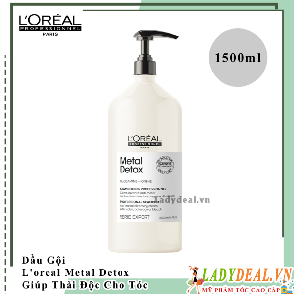 Dầu Gội L'oreal Metal Detox Giúp Thải Độc Cho Tóc - Chính Hãng - 1500ml