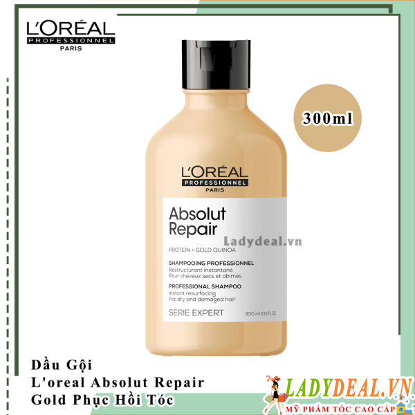 Dầu Gội L'oreal Absolut Repair Gold Phục Hồi Tóc Toàn Diện 300ml - 500ml - 1500ml