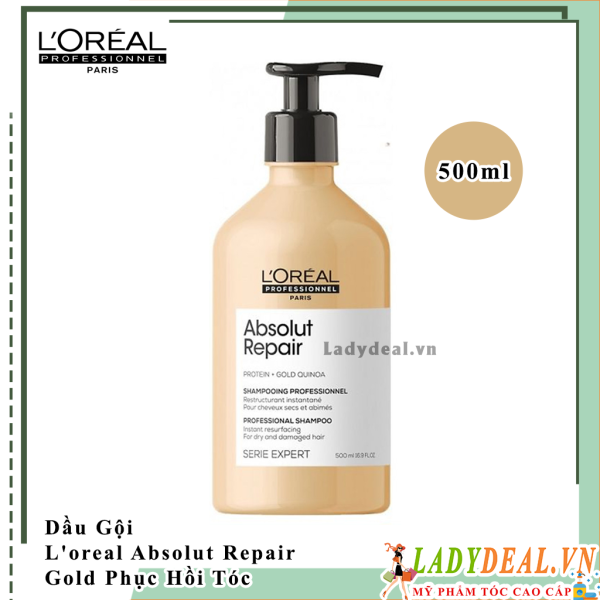 Dầu Gội L'oreal Absolut Repair Gold Phục Hồi Tóc Toàn Diện 500ml