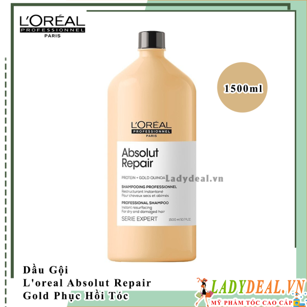 Dầu Gội L'oreal Absolut Repair Gold Phục Hồi Tóc Toàn Diện 1500ml