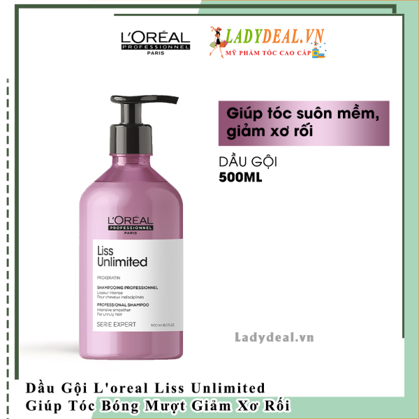 Dầu Gội L'oreal Liss Unlimited Giúp Tóc Bóng Mượt Giảm Xơ Rối 500ml