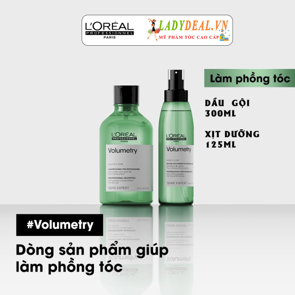 Combo Gội Và Xịt Dưỡng L'oreal Volumetry Tăng Phồng Cho Tóc 300ml - 125ml