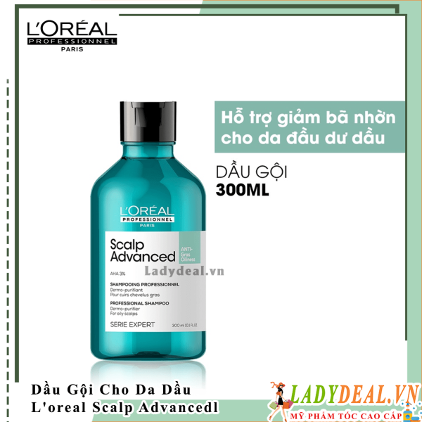 Dầu Gội Chăm Sóc Da Đầu Bị Dầu L'oreal Scalp Advanced Pure Resource 300ml - 500ml