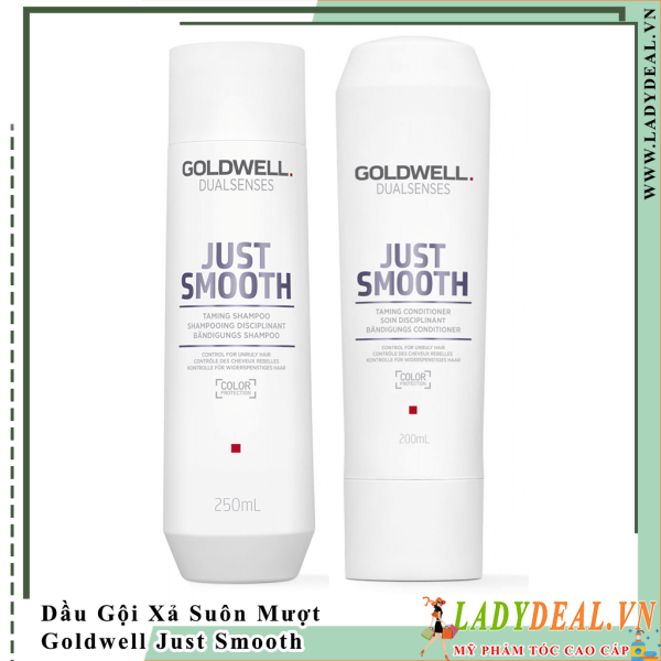 Cặp Gội Xả Suôn Mượt Goldwell Just Smooth 250ml - 200ml