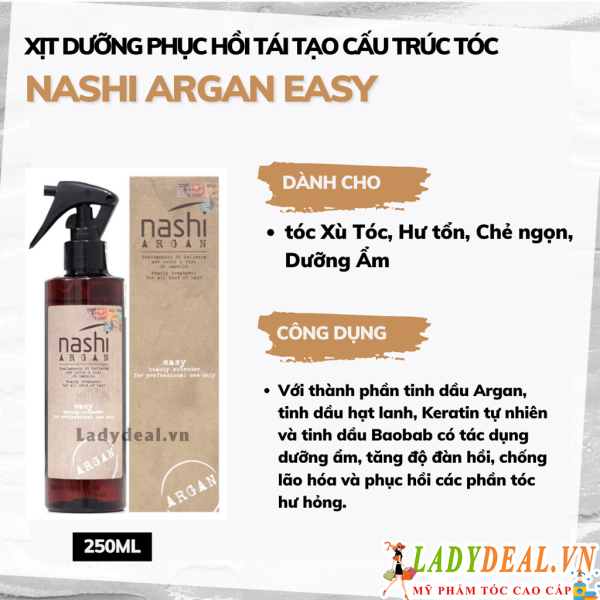 Xịt Tái Tạo Cấu Trúc Tóc Nashi Argan Easy 250ml