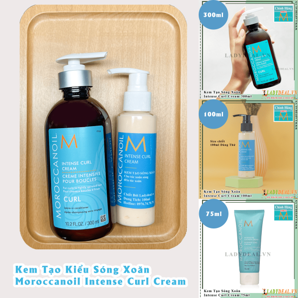 Kem Tạo Sóng Xoăn Moroccanoil Intense Curl Cream  Đủ Size | 75ml - 300ml Và 500ml