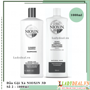 Cặp Gội Xả Chống Rụng Kích Thích Mọc Tóc Nioxin Số 2 - 1000ml