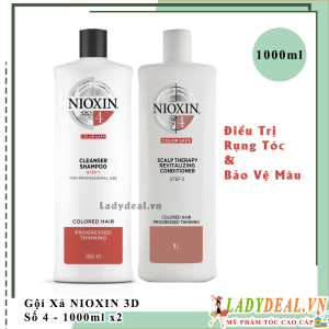 Cặp Gội Xả Chống Rụng Kích Thích Mọc Tóc Nioxin Số 4 - 1000ml X2