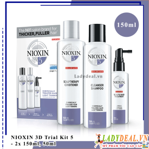 Bộ Dầu Gội Nioxin 3D Trialkit Số 5 Chống Rụng Tóc 150ml - 300ml