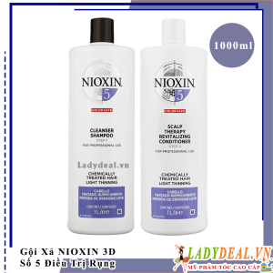 Cặp Gội Xả Chống Rụng Kích Thích Mọc Tóc Nioxin Số 5 - 1000ml X2