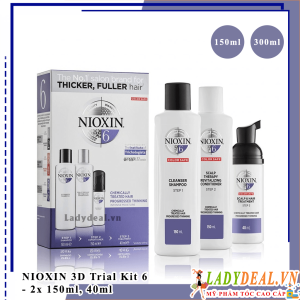 Bộ Dầu Gội Nioxin 3D Trialkit Số 6 Chống Rụng Tóc 150ml - 300ml