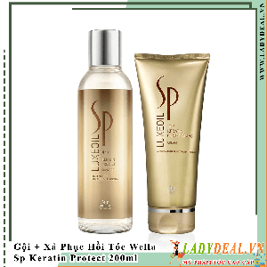 Cặp Dầu Gội Xả Phục Hồi Tóc Hư Tổn Wella Sp Keratin Conditioner 200ml