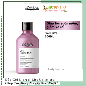 Dầu Gội L'oreal Liss Unlimited Giúp Tóc Bóng Mượt Giảm Xơ Rối 300ml