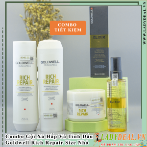 Combo Gội Xả Hấp Dầu Và Tinh Dầu Phục Hồi Goldwell Rich Repair Size Nhỏ