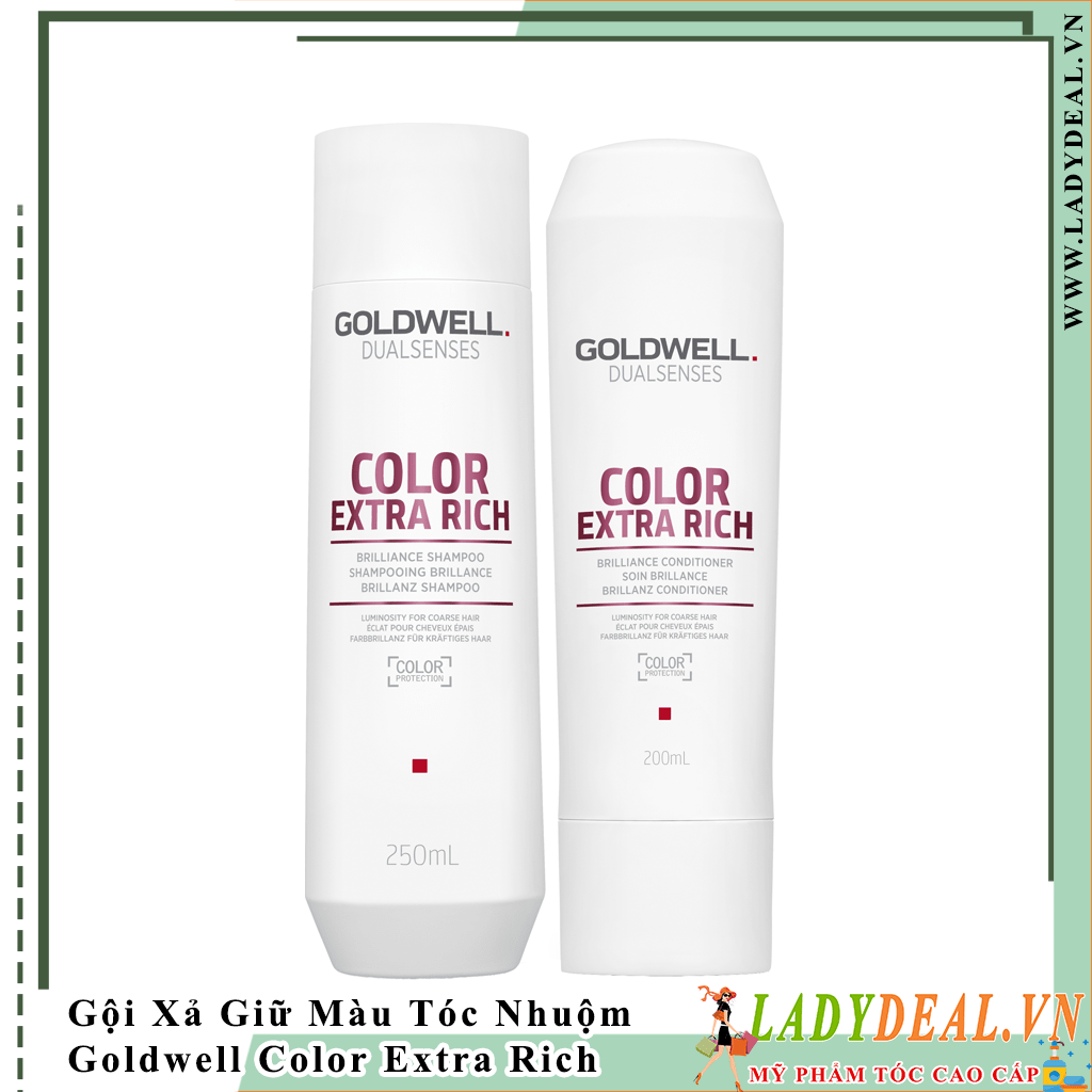 Cặp Gội Xả Giữ Màu Tóc Nhuộm Goldwell Color Extra Rich 250ml - 200ml